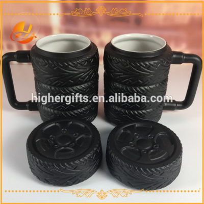 Tyre Porcelain Mug Cup Ceramic Coffee Milk Cup Gifts/novelty tyre shaped mug/