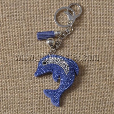 Fashionable Dolphin Shape Diamond Keyring