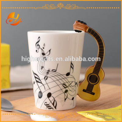 Giftgarden Coffee Mugs 3D Unique Handle Design Cool Coffee Milk Ceramic Tea Mug Cup with Guitar Handle