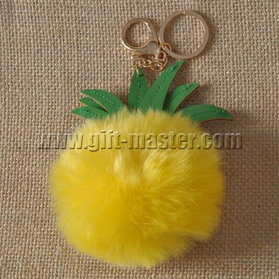 Kawaii Pineapple Shaped Pom Pom Keyring