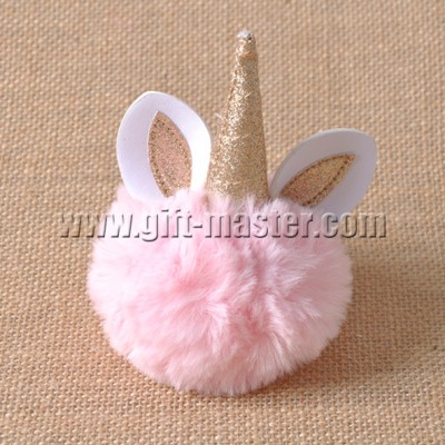 Lovely Handbag Accessories Unicorn Pink Pom Pom Keyring/ Fur Ball Keychain