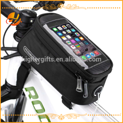 Waterproof mobile holder bike saddle bag bicycle front frame transport bag