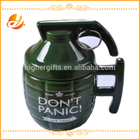 father's day gift Novelty 3D Grenade Mug 280ml Ceramic Coffee Tea Water Liquid mug with Cover Lid green