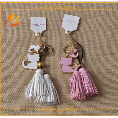 HHW03868 Chinese factory price wholesale leather Tassels Keychain